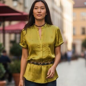 J Crew Lovely Silky Gold Blouse
